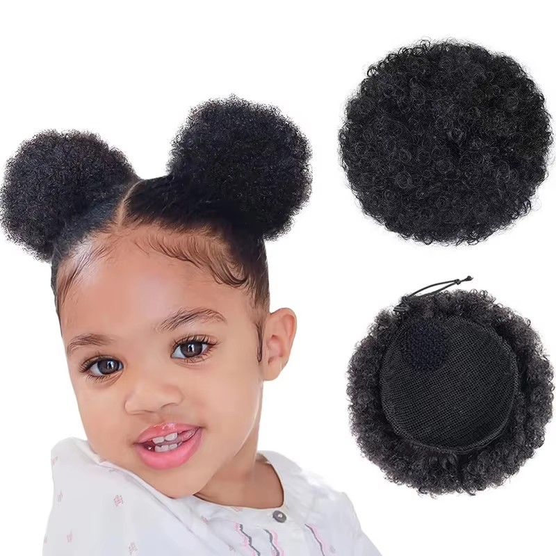 Drawstring Afro Curly Puff Ponytail - 1 stuk/verpakking Kinder Haar Puff Natuurlijk