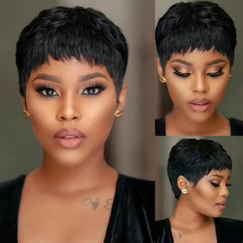 Korte rechte bobpruik Pixie-cu - Short Pixie Cut Wig Human Hair Cheap recensie en prijs