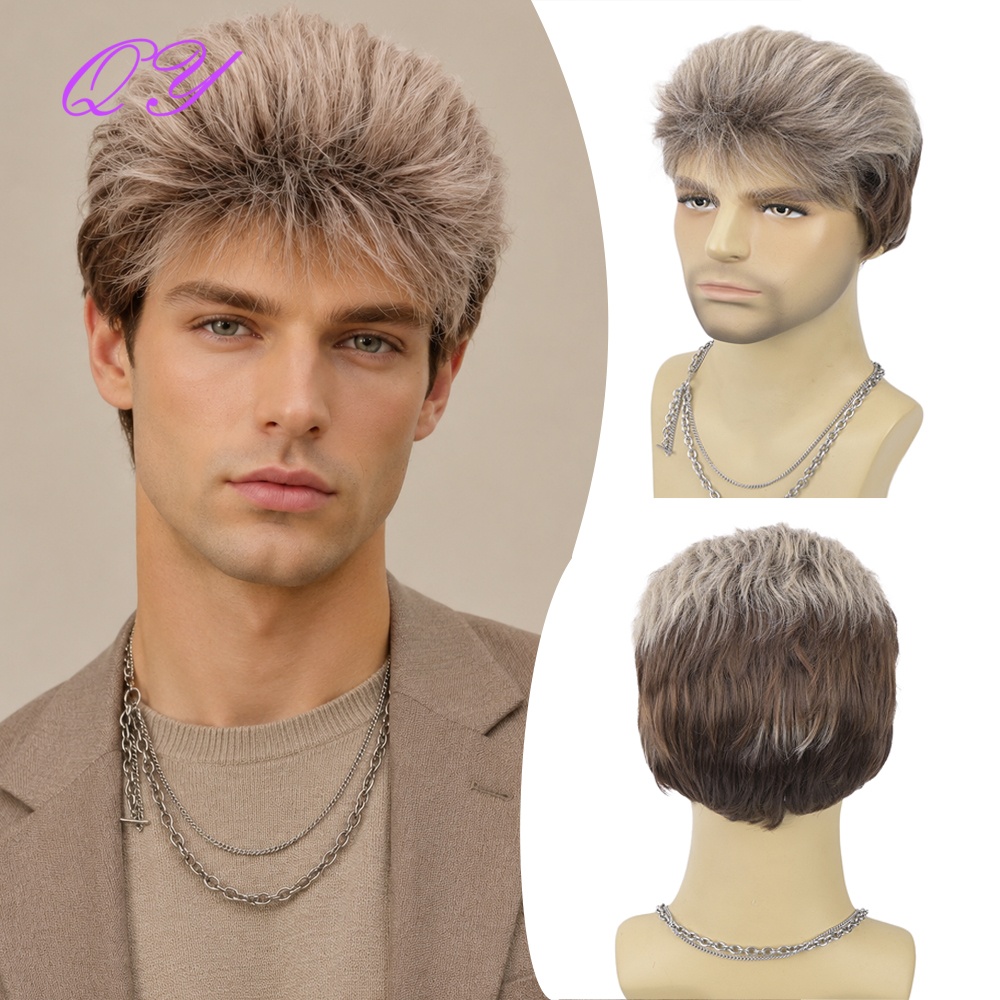 Synthetische korte bruine vlas - Synthetic Wigs recensie en prijs