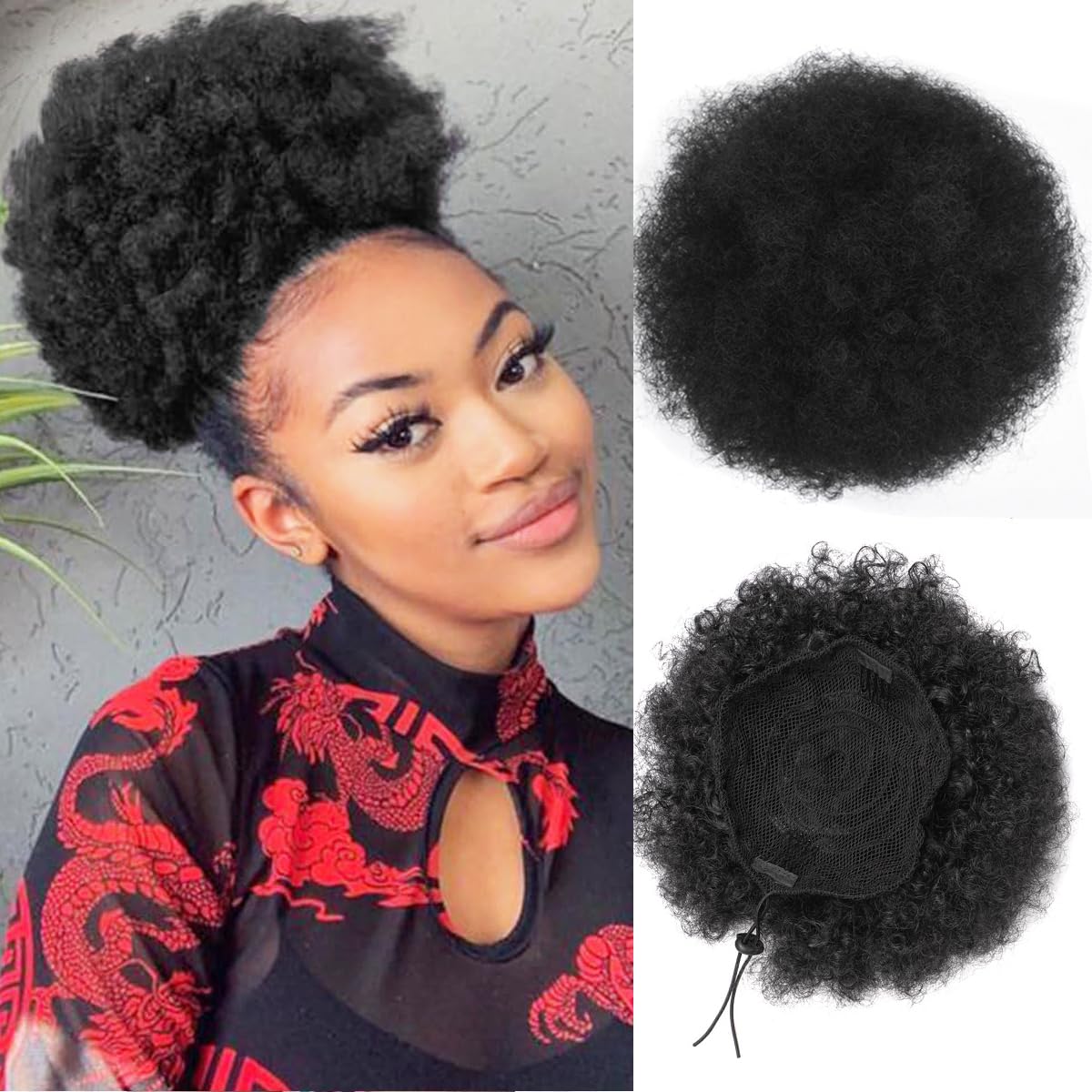 Afro Bladerdeeg Trekkoord Paar - Drawstring Afro Curly Puff Ponytail recensie en prijs